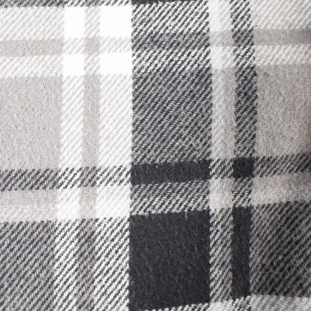 Eddie Bauer Mens Everyday Flex Flannel Plaid Button Down Shirt Large Gray Cotton